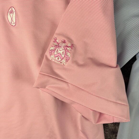 Peter Millar Summer Comfort Bundle Of 2 Polo Blue Pink Striped Golf Men's L - Picture 3 of 14